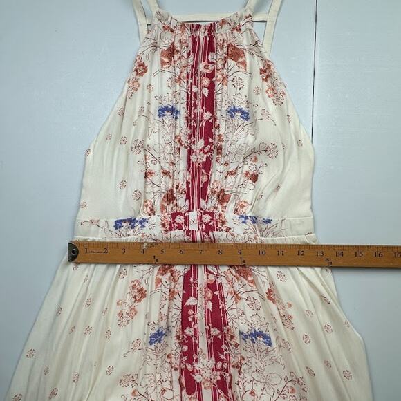 Free People Dress Women 6 Cream Floral Halter Maxi Fairy Whimsy Beach Boho Flowy - Picture 11 of 15